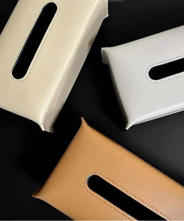 Boîte à Mouchoirs Tressée en Cuir – Étui Luxe pour Serviettes en Papier, Support Décoratif pour Voiture, Bureau et Maison