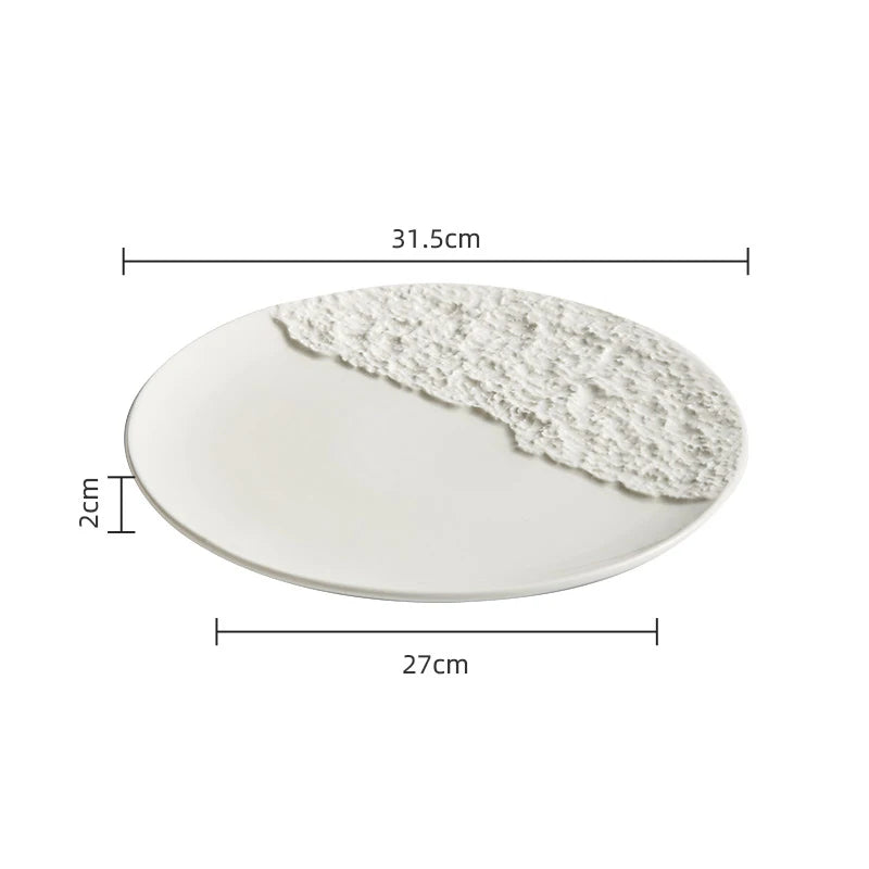 Assiette Ronde en Céramique - Vaisselle Colorée pour Pâtes, Steak, Sushi, Desserts et Apéritifs - Plat de Service pour Cuisine et Maison
