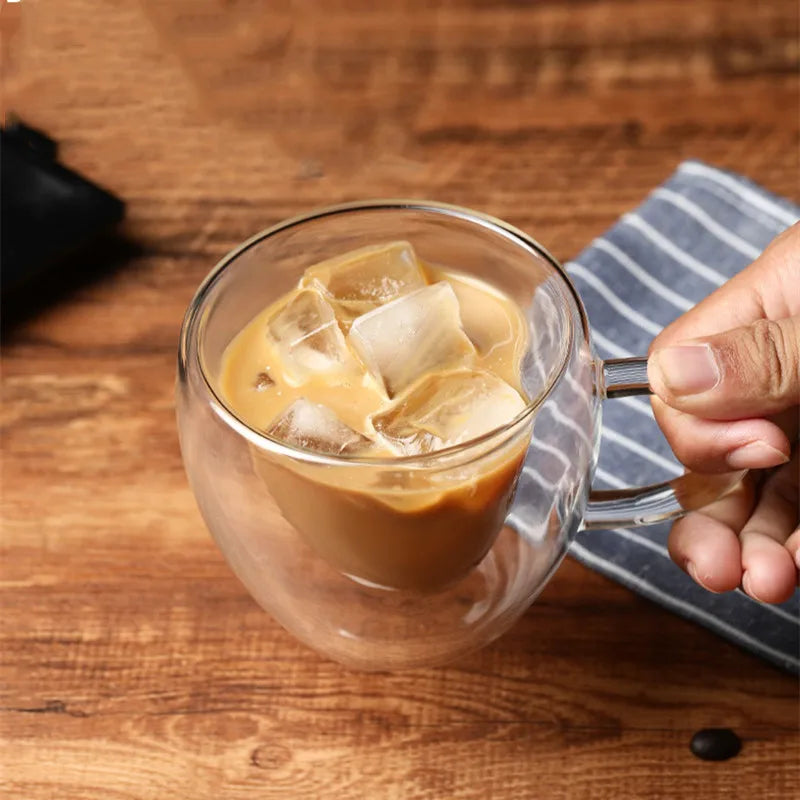Tasse en Verre Double Paroi en Forme de Cœur – Mug Transparent Résistant à la Chaleur pour Café, Thé, Lait ou Jus