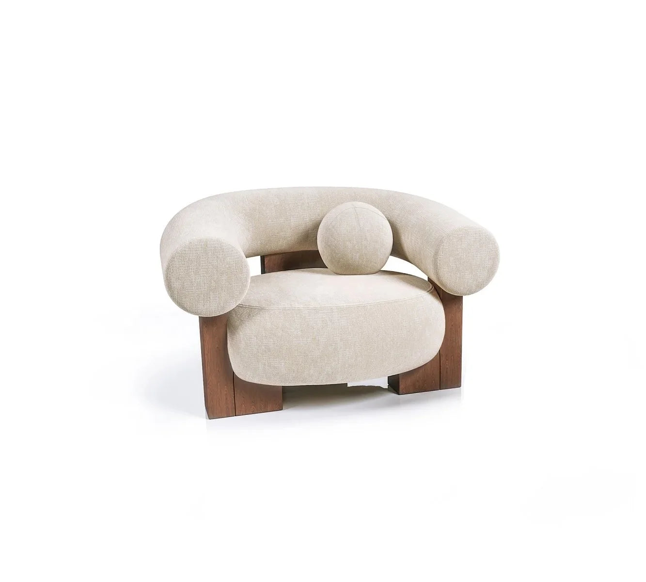 Fauteuil lounge nordique NOVA – Fauteuil une place style scandinave avec accoudoirs – Structure en bois massif et housse en tissu