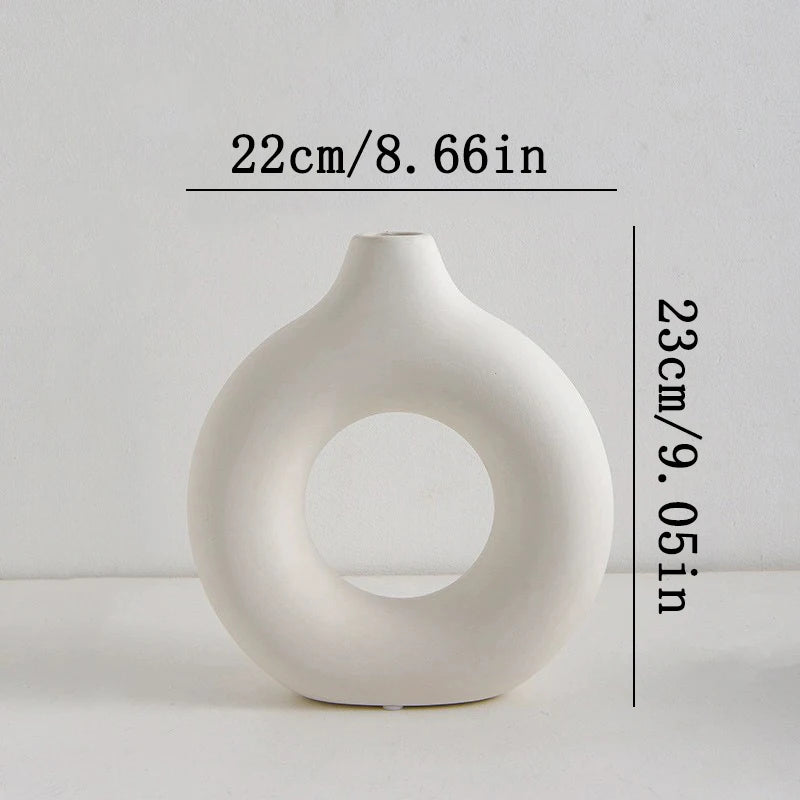 Vase Blanc Style Nordique - Pot à Fleurs en Plastique Design pour Compositions Florales - Déco Salon et Intérieur