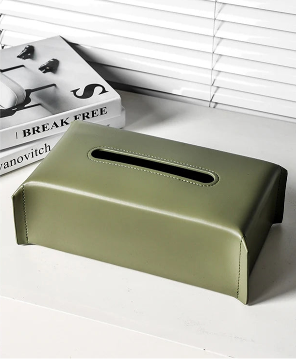 Boîte à Mouchoirs Tressée en Cuir – Étui Luxe pour Serviettes en Papier, Support Décoratif pour Voiture, Bureau et Maison