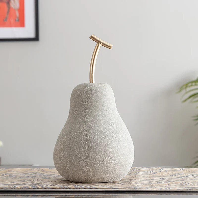Figurine Pomme et Poire en Céramique – Sculpture Abstraite et Décoration Épurée pour Intérieur Moderne