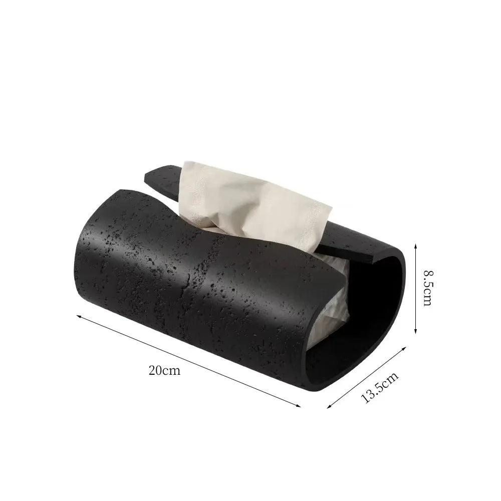 Boîte à Mouchoirs Moderne en Résine Imitation Pierre – Organiseur Créatif pour Serviettes, Déco de Salon Artisanale Style Européen