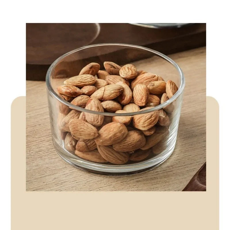 Pot de Rangement en Verre avec Plateau Divisé – Stockage Fruits Secs & Snacks avec Couvercle en Bois