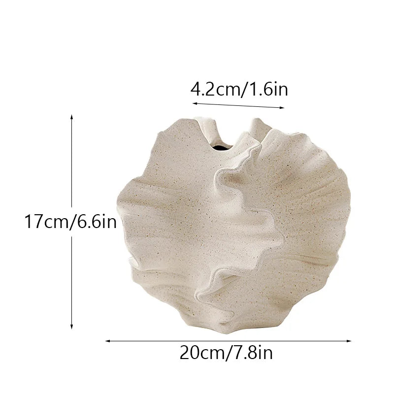 Vase Corail en Céramique – Pot Mat Beige Style Nordique pour Fleurs Séchées et Pampas