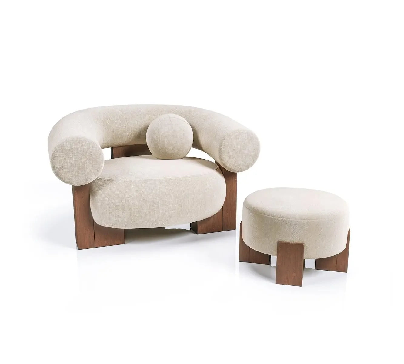 Fauteuil lounge nordique NOVA – Fauteuil une place style scandinave avec accoudoirs – Structure en bois massif et housse en tissu