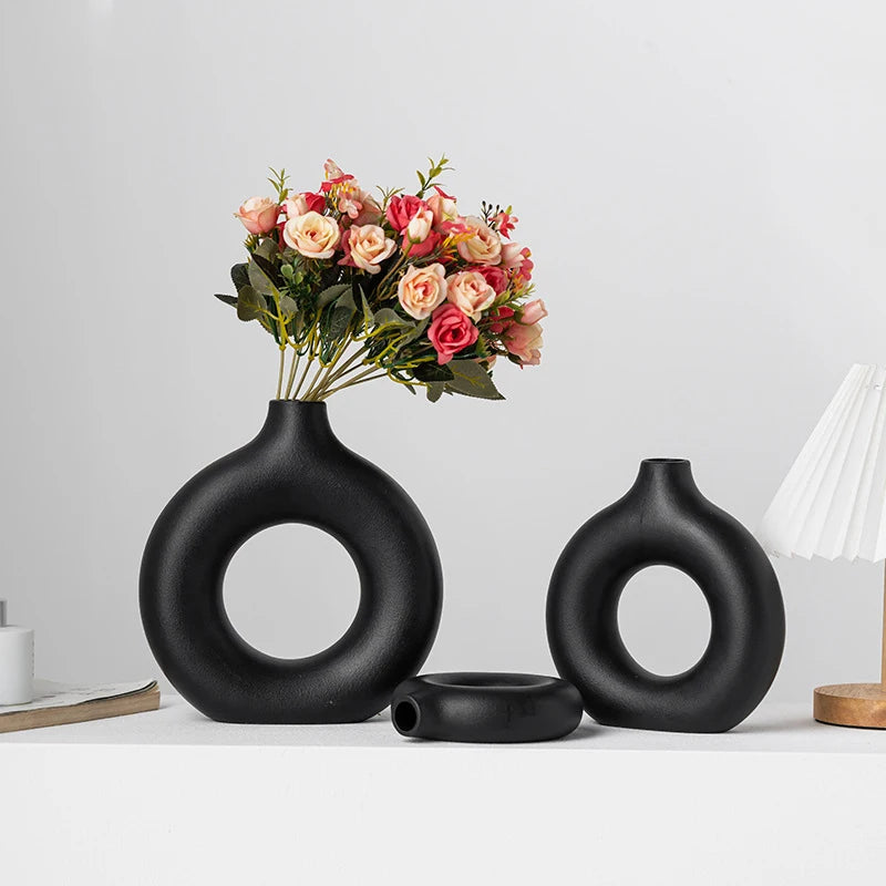 Vase Blanc Style Nordique - Pot à Fleurs en Plastique Design pour Compositions Florales - Déco Salon et Intérieur