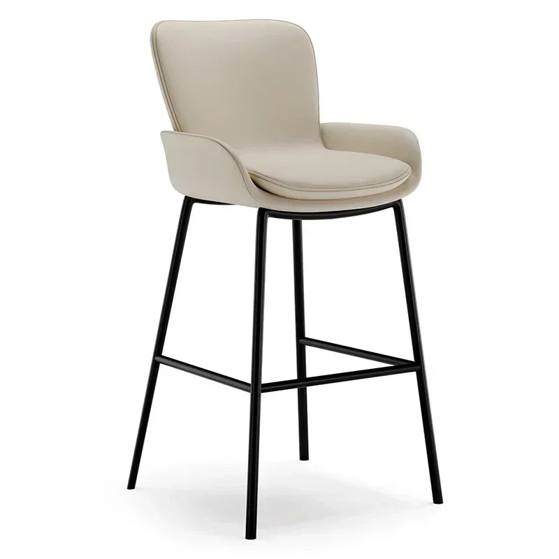 Tabouret de Bar Haut en Cuir & Métal – Élégance et Confort pour Cuisine & Comptoir