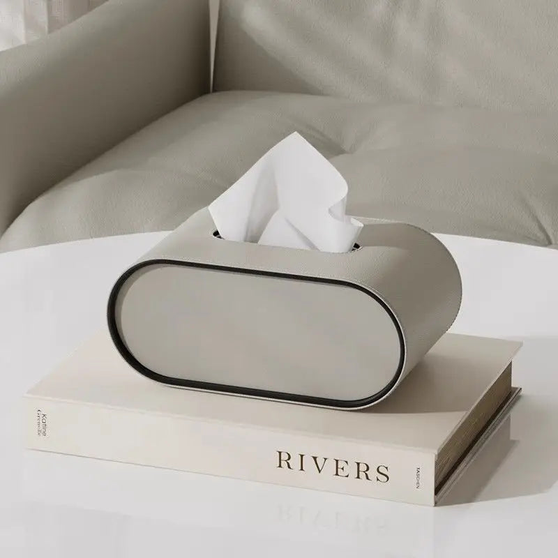 Boîte à Mouchoirs en Similicuir avec Rangement – Support Élégant pour Serviettes, Bureau, Table de Nuit & Déco Intérieure