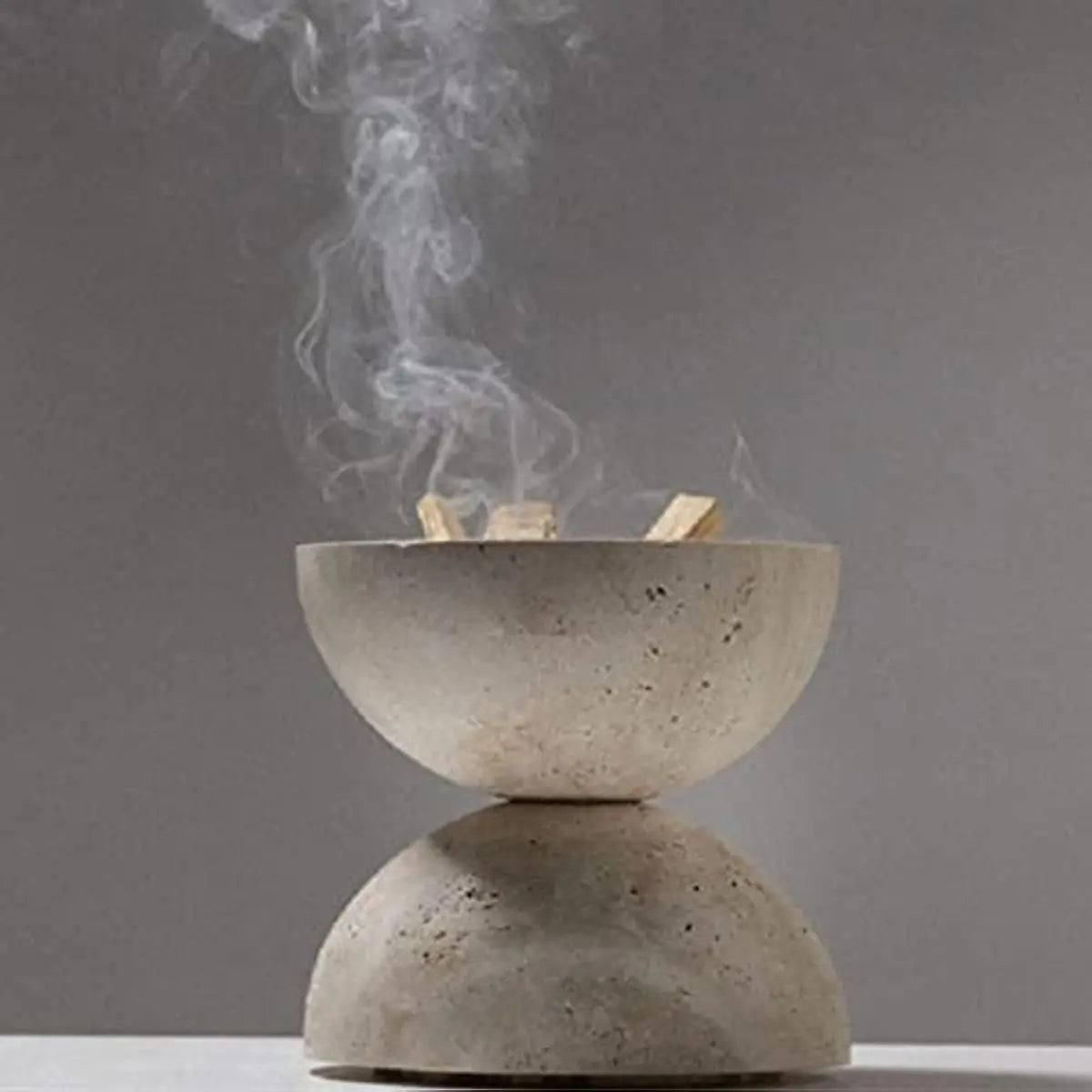 Porte-Encens en Marbre Naturel Beige – Élégance Artisanale pour Maison, Cuisine & Salon de Café