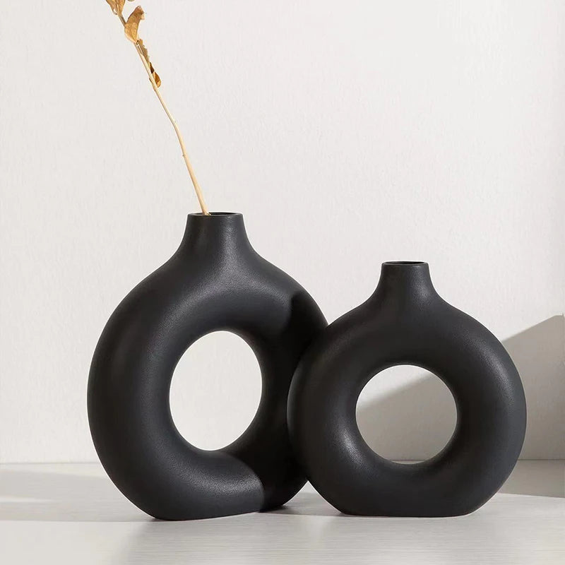 Vase Blanc Style Nordique - Pot à Fleurs en Plastique Design pour Compositions Florales - Déco Salon et Intérieur