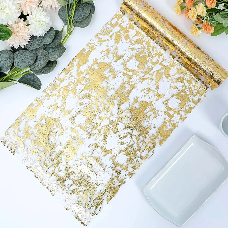 Nappe de Table Dorée en Sequins – Décoration de Noël & Anniversaire | Rouleau Fin en Maille Métallique