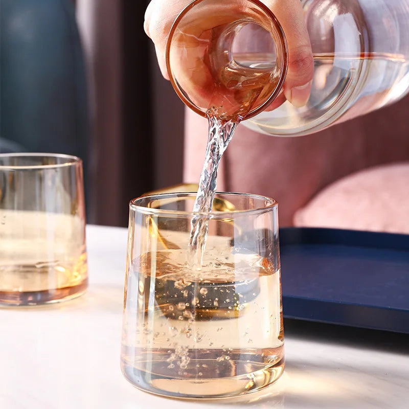 Carafe en Verre Style Nordique avec Couvercle en Bois – Pichet d’Eau et Boissons Froides