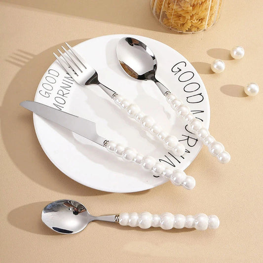 Service de Table 16 Pièces Effet Perle - Vaisselle Créative Style Ins pour Mariage et Maison