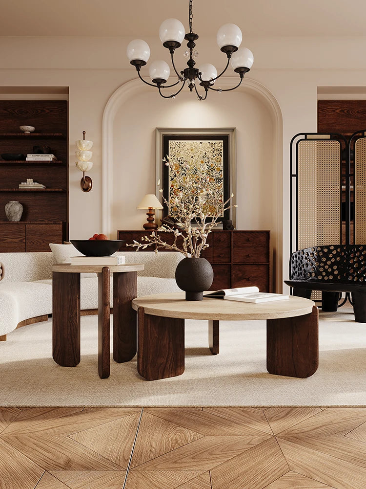 Table d’Appoint Wabi-Sabi en Pierre – Design Nordique Luxe pour Salon & Terrasse