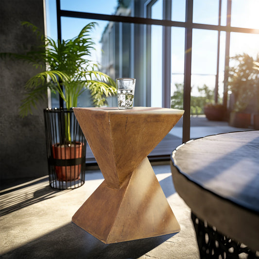 Table d’appoint en béton léger – Design géométrique moderne pour intérieur et extérieur – Petite table de chevet, bout de canapé ou table basse