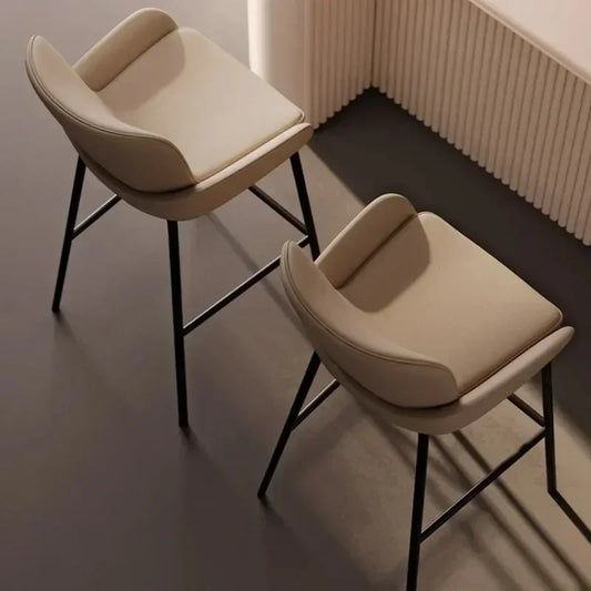 Tabouret de Bar Haut en Cuir &amp; Métal – Élégance et Confort pour Cuisine &amp; Comptoir